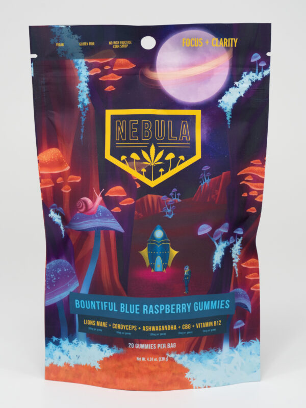 Nebula, Nebula mushroom gummies, Blue Raspberry gummies, functional mushrooms, plant based gummy, holistic gummy